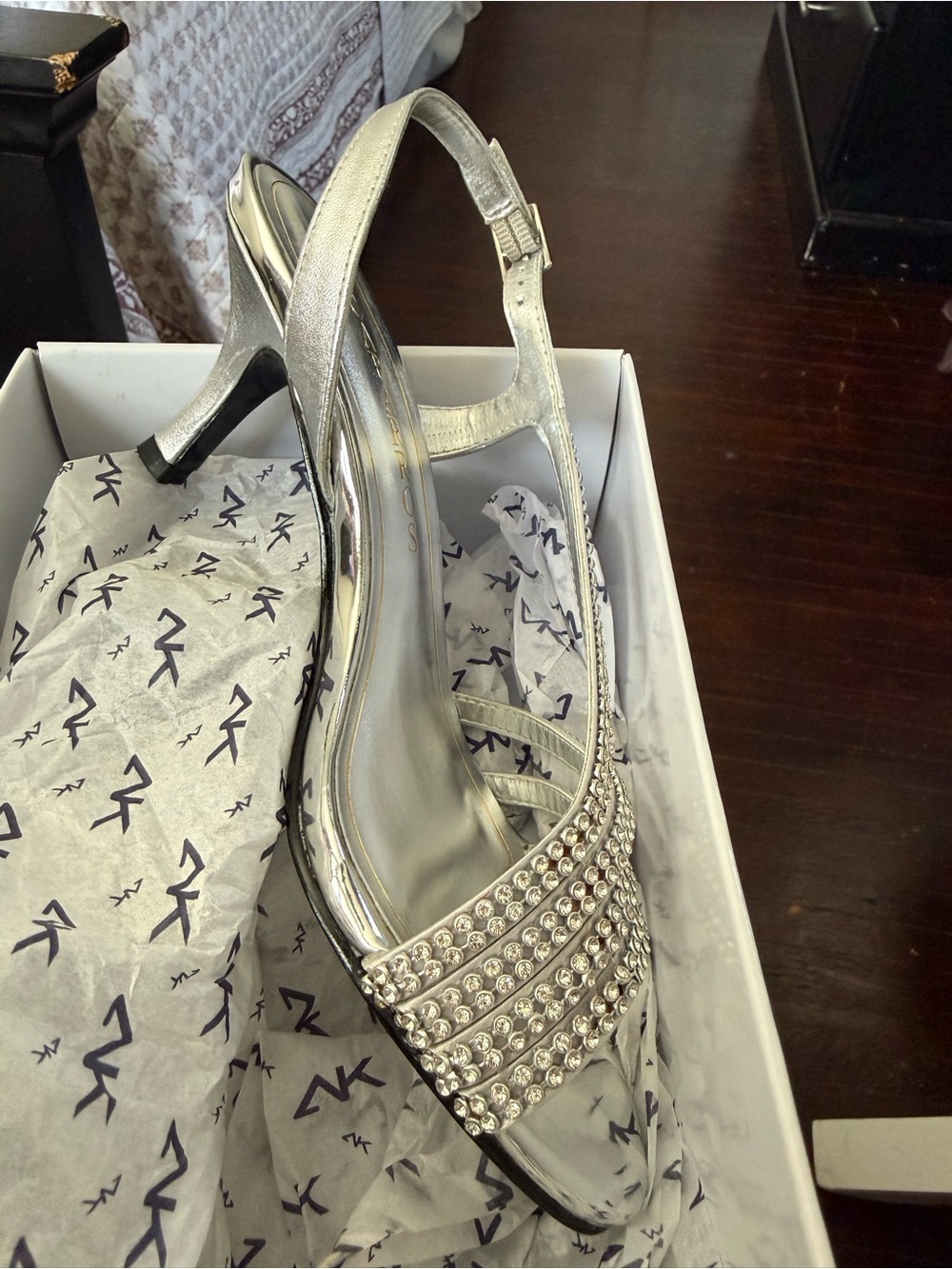 Silver Rhinestone Slingback Sandals for Women - Sparkling Evening Heels